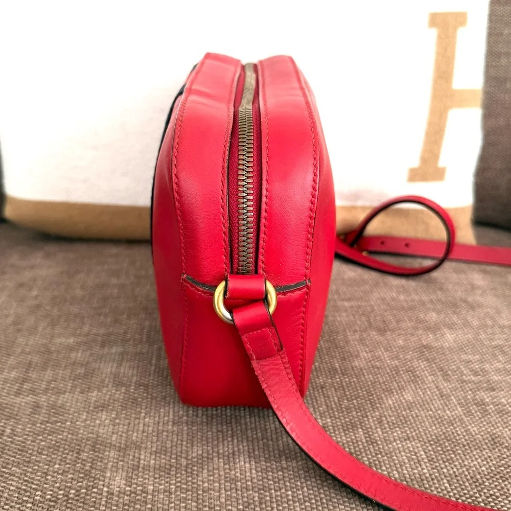 Authentic Gucci Webby Bee Shoulder Bag crossbody red leather small